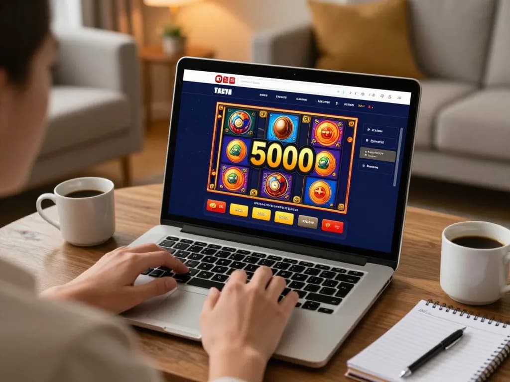 Engaging gameplay on slot deposit 5000 screen with player strategies visible in cozy home setting.