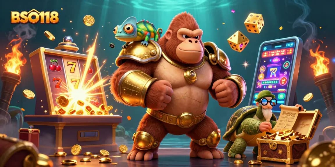 Experience the thrill of BSO118 with a vibrant casino scene featuring a gorilla king.