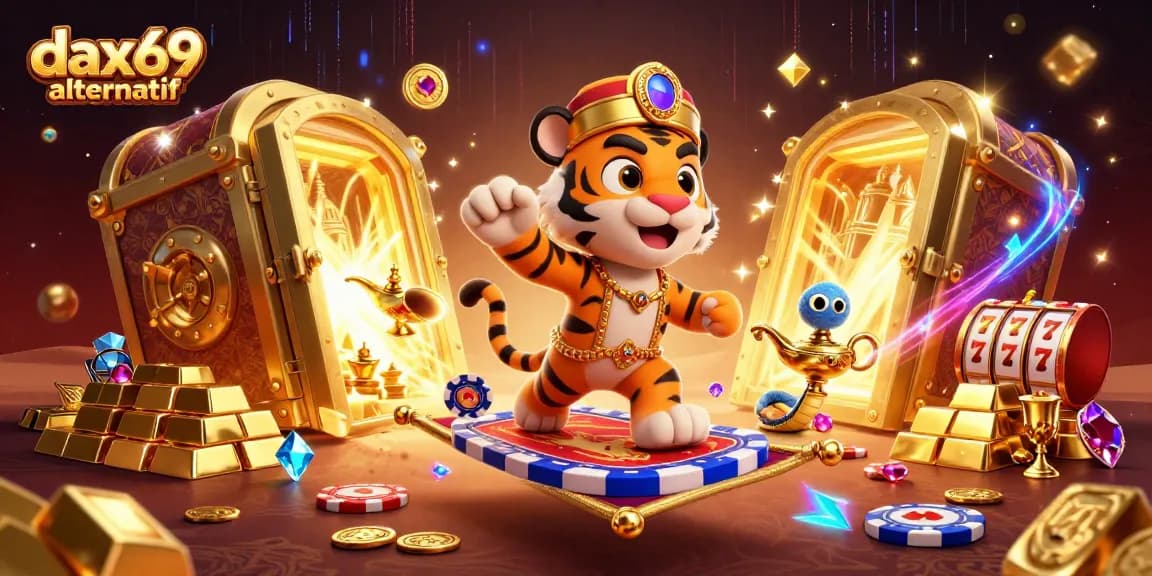 Permainan seru di dax69 alternatif dengan sultan harimau dan elemen kasino, menikmati kesenangan.