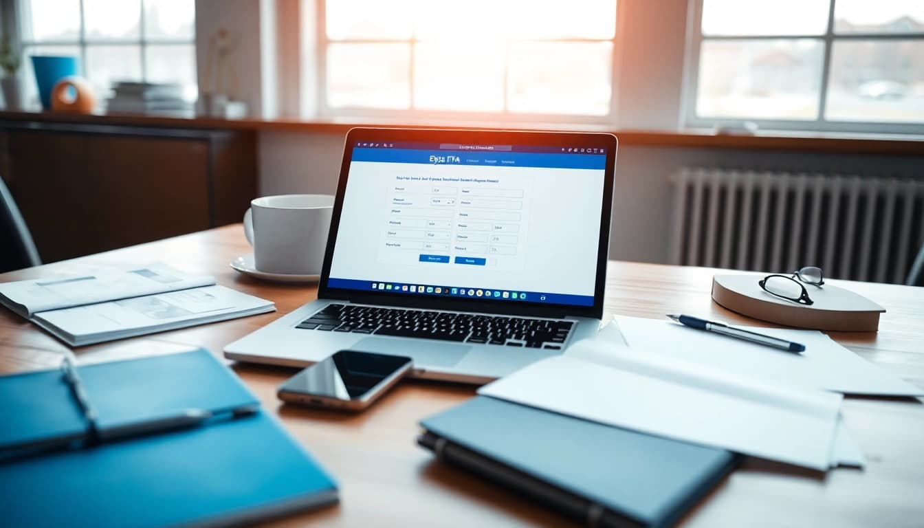 Submitting an eta application uk through a modern digital platform on a laptop.