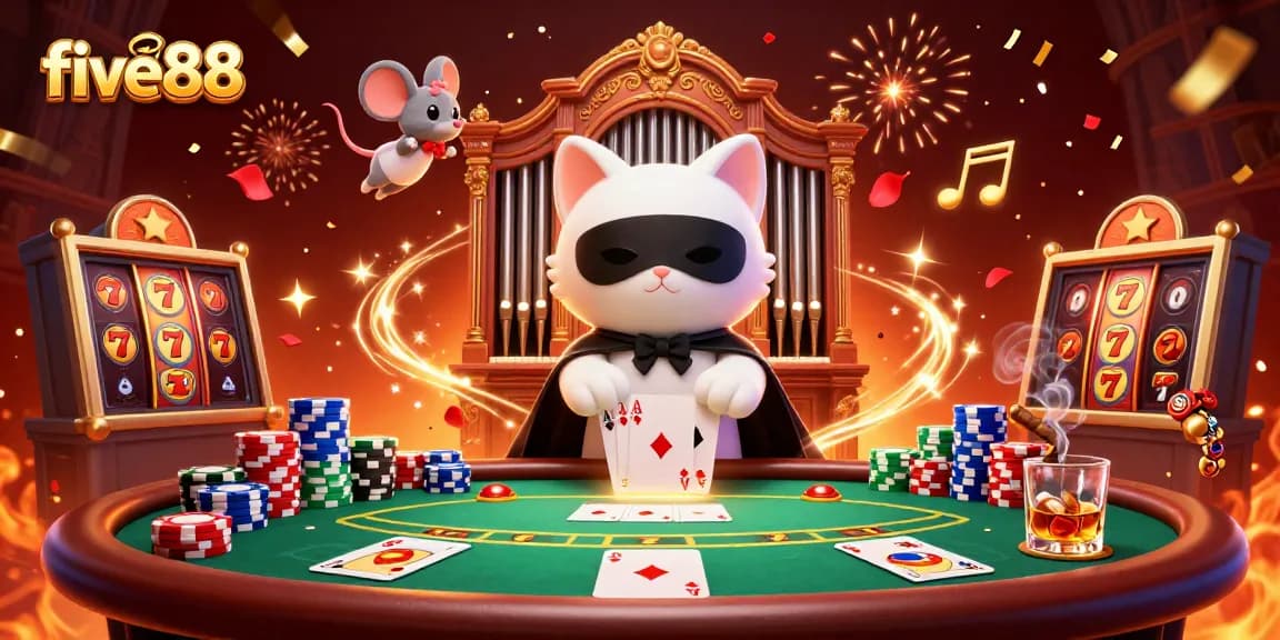 Experience the vibrant energy of five88 casino with a captivating 3D illustration featuring dynamic characters and gameplay elements.