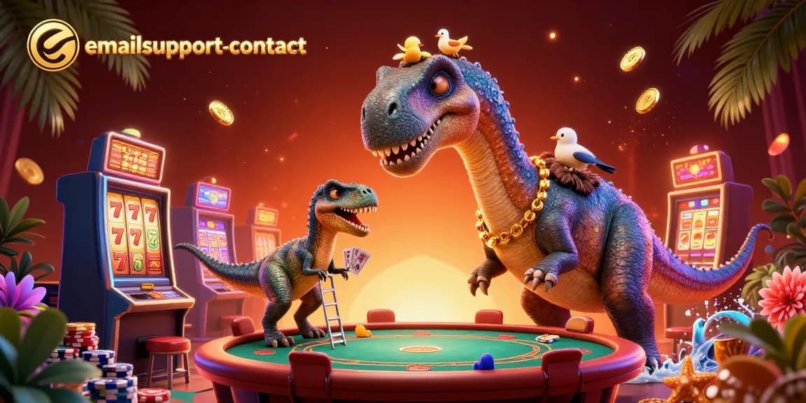 Experience thrilling gameplay at emailsupport-contact with a vibrant casino scene featuring spinning slots and card games.