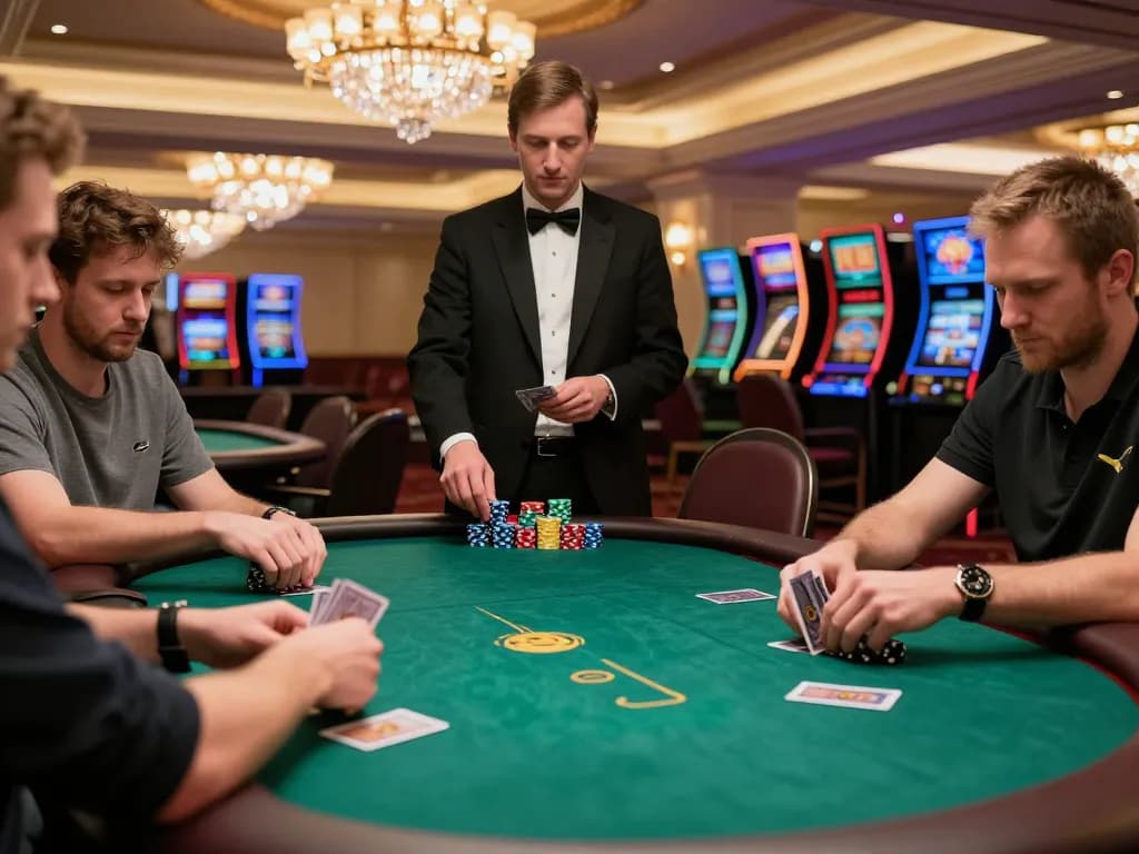 Engaged players strategizing in a high-stakes poker game at GO88, showcasing excitement and skill.