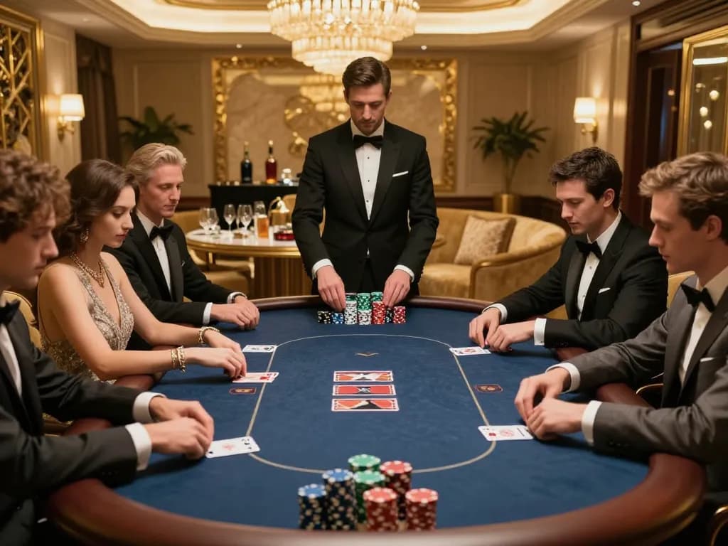 Poker players use strategy with chips and cards in competitive 789 gaming atmosphere.