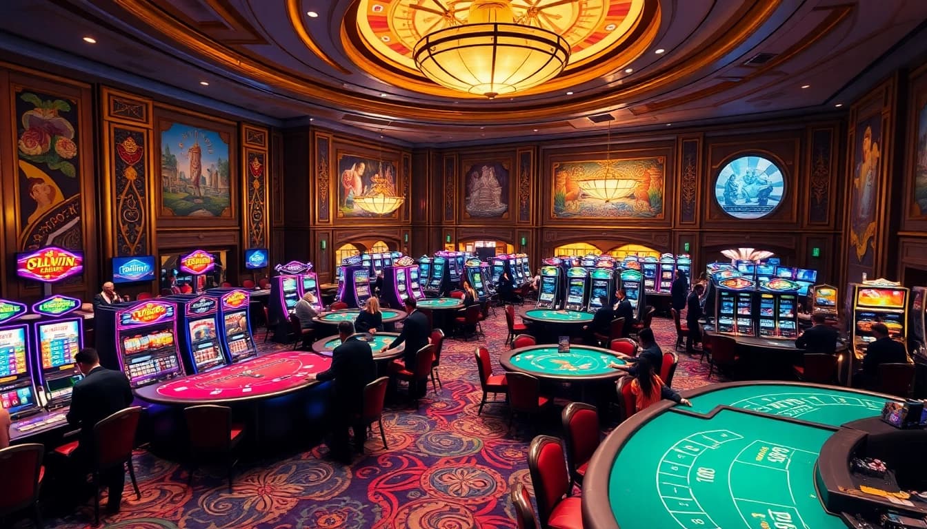 Players enjoying exciting games and winning at 789win casino with vibrant slot machines.