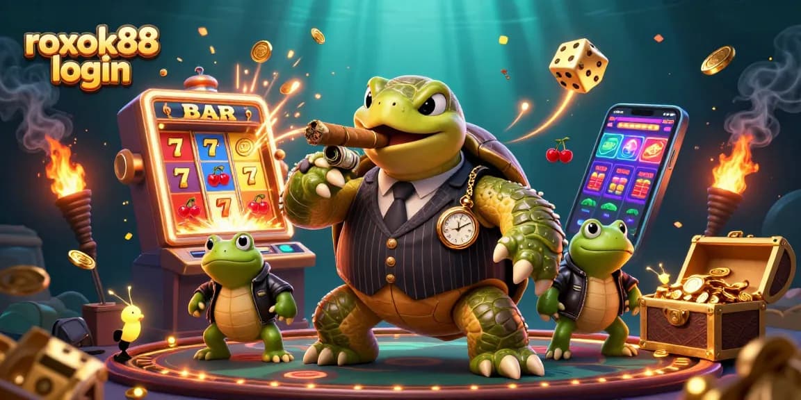 Experience exciting gameplay with rokok88 login featuring a bustling casino scene with colorful characters and slot machines.
