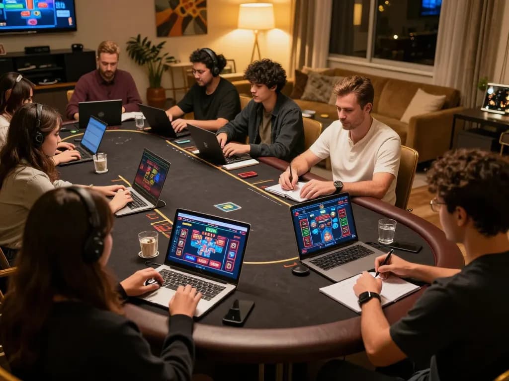 B52CLUB players engaging in live dealer games from home, showcasing interactive online casino excitement.