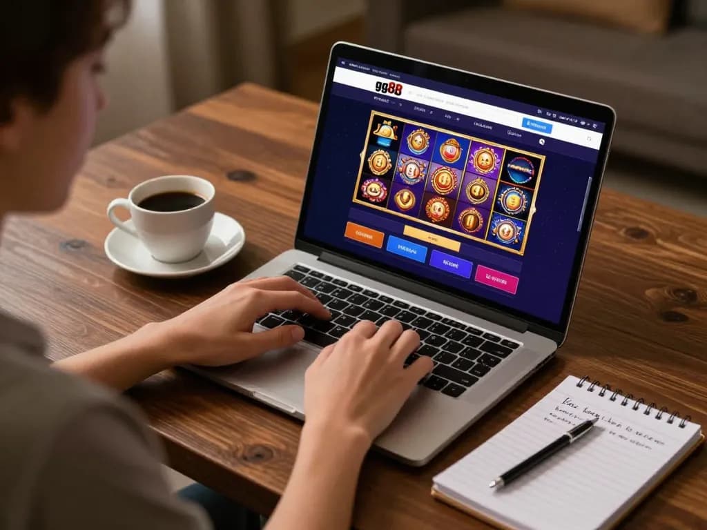 Experience online gaming with gg88, engaging in vibrant slot games and betting strategies at home.