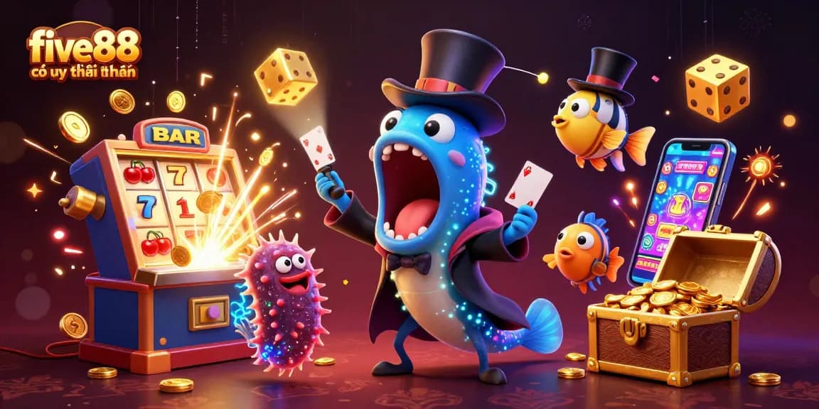 Experience the excitement of online gaming with five88 có uy tín không through this captivating 3D casino illustration.