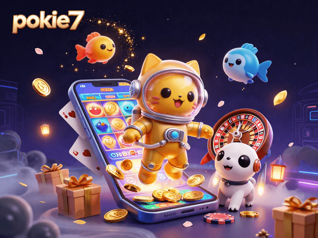 Engage with pokie7 and enjoy colorful slots in a cosmic casino adventure with our astronaut cat.