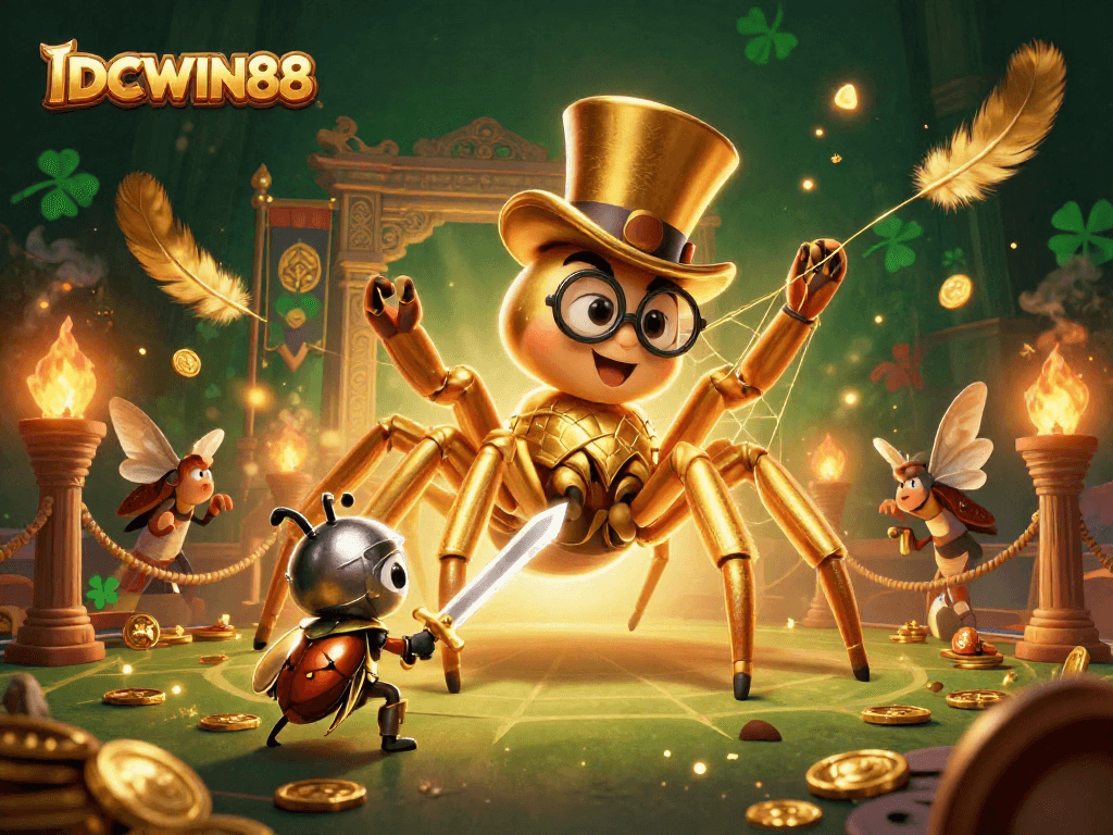 Experience thrilling gameplay at IDCWIN88 with a vibrant 3D casino scene featuring unique characters and elements.
