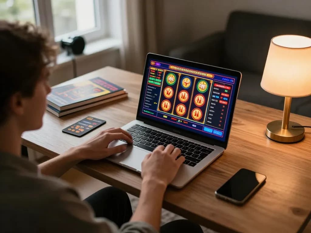 Cwin player enjoying online slot games at home with engaging casino interface.