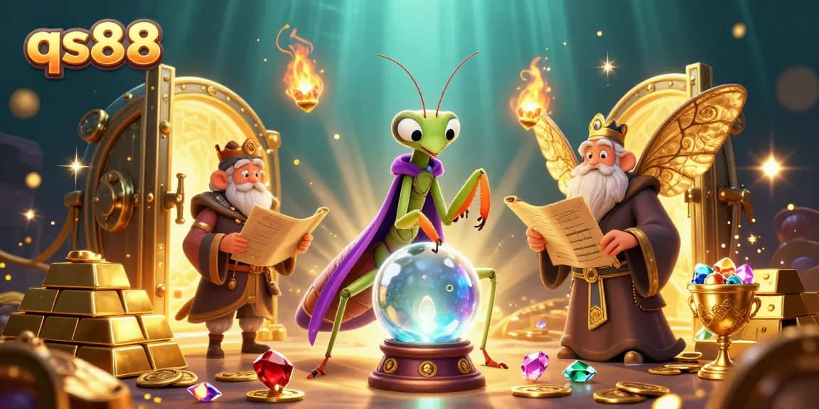 Experience thrilling wins at qs88 with cartoon characters revealing fortune through a crystal ball.