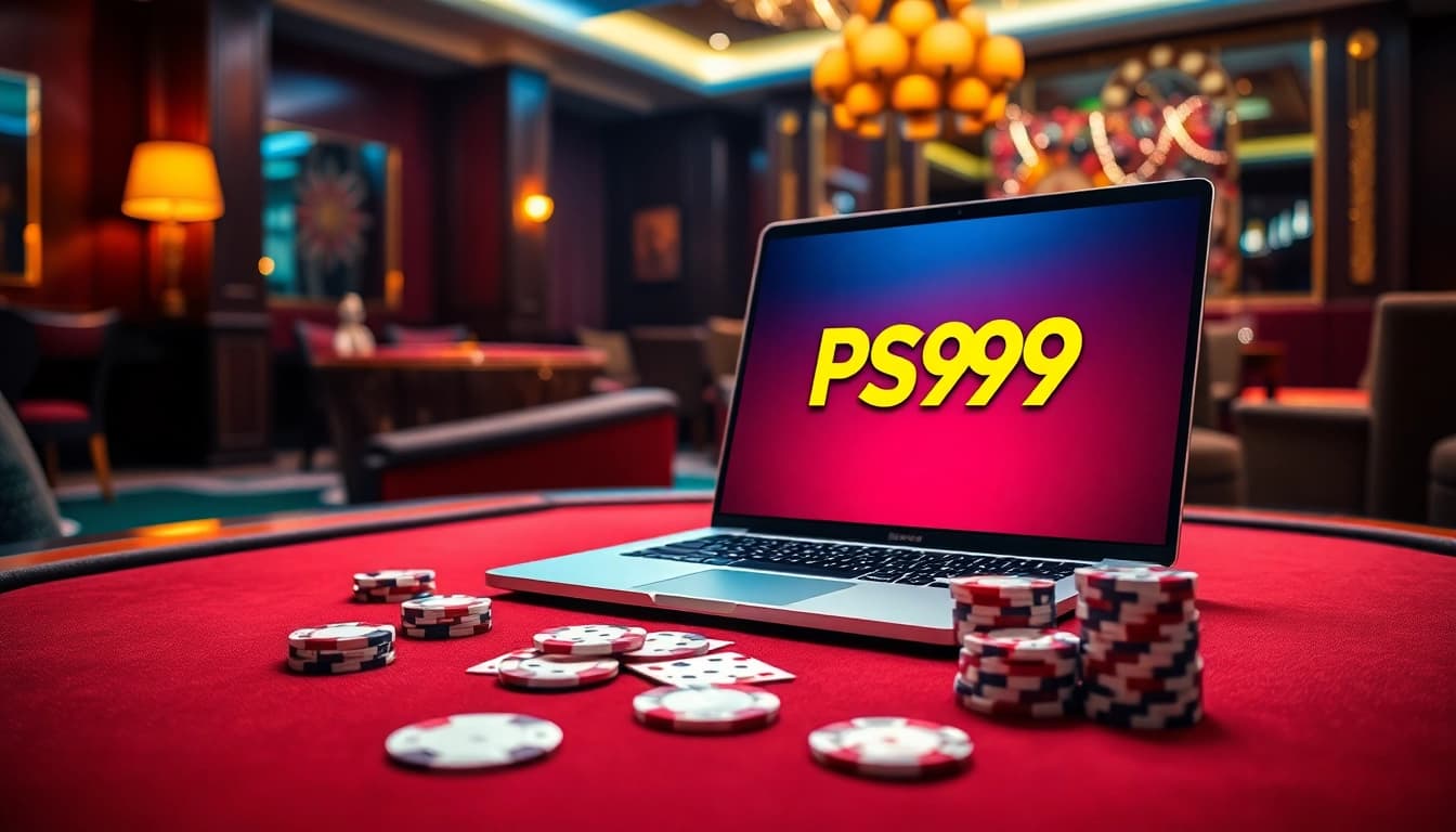 Experience the thrill of online gambling at PS99 with vibrant casino tables and sleek devices.