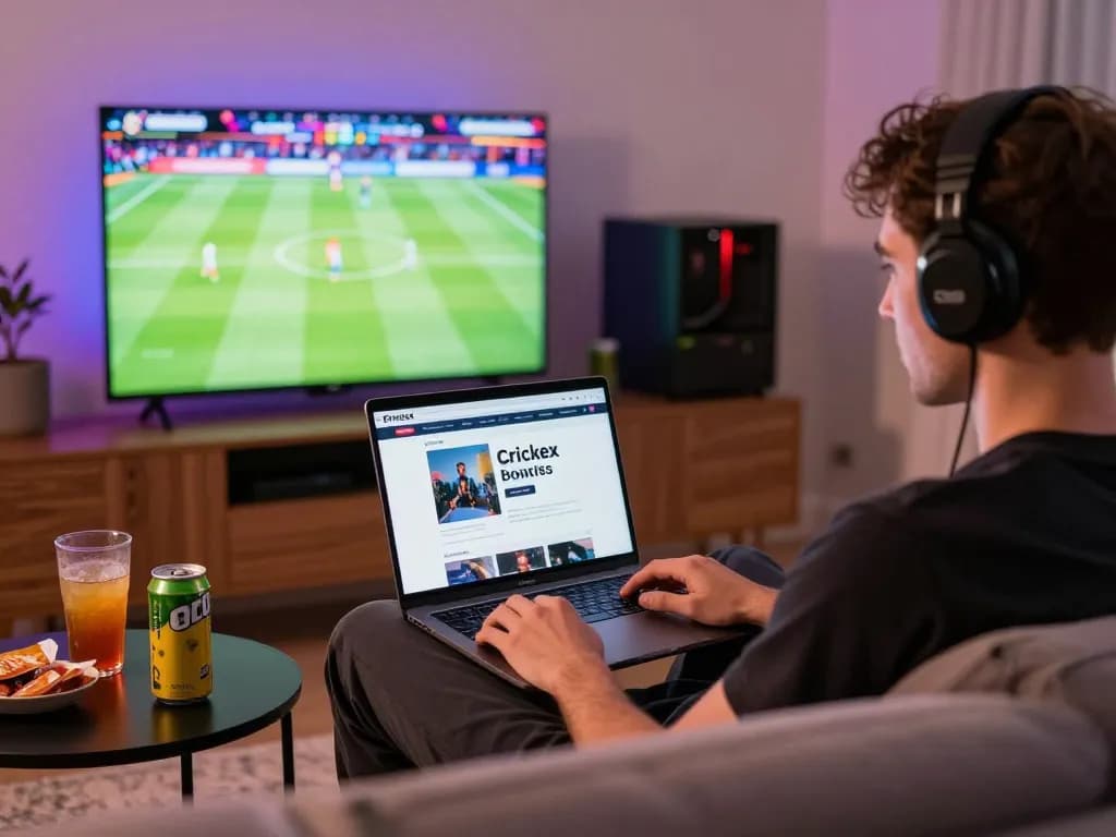 Engaged player exploring Crickex bonus offers in a dynamic online gaming environment.