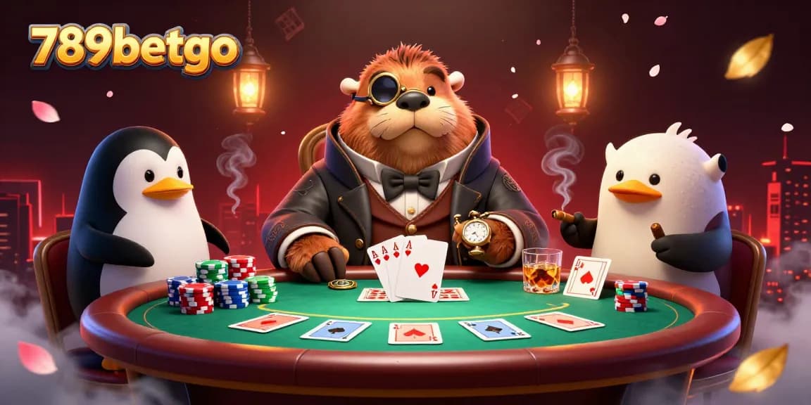 Engaging 3D illustration of 789betgo's walrus poker scene with vibrant atmosphere and casino elements