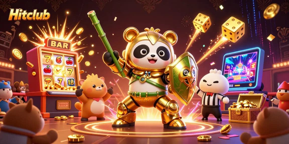 Hitclub's exciting casino games come to life with vibrant characters and a dynamic jackpot scene.