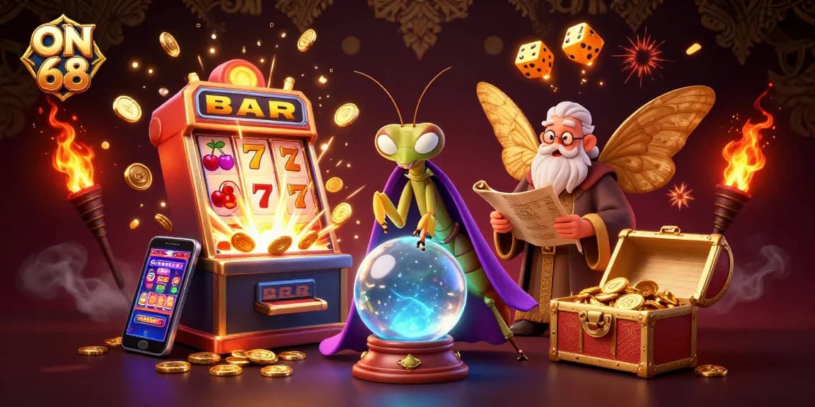Experience winning strategies at ON 68 with an exciting 3D casino scene full of vibrant game elements.