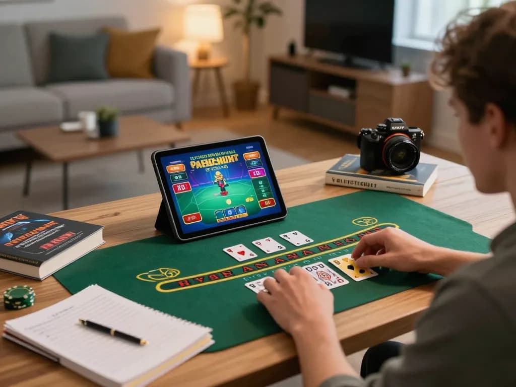 Player strategizing on nhà cái Net88 platform, engaged in live blackjack game on tablet