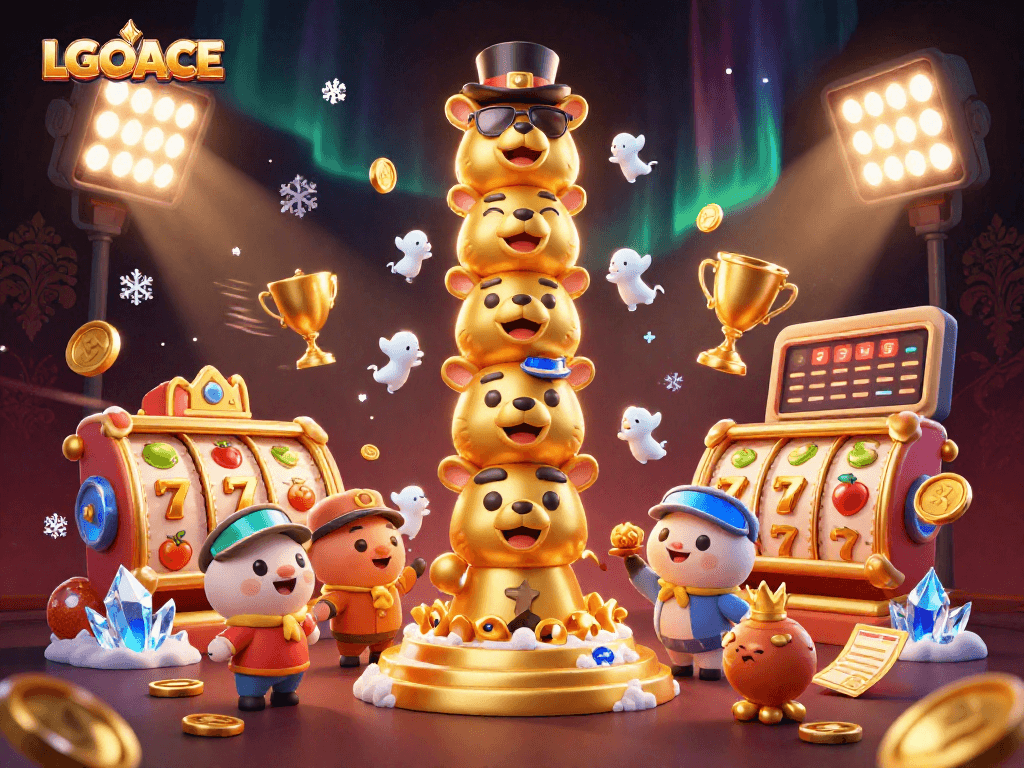 LGOACE offers a visually stunning gaming experience with dynamic slot reels and vibrant casino elements.
