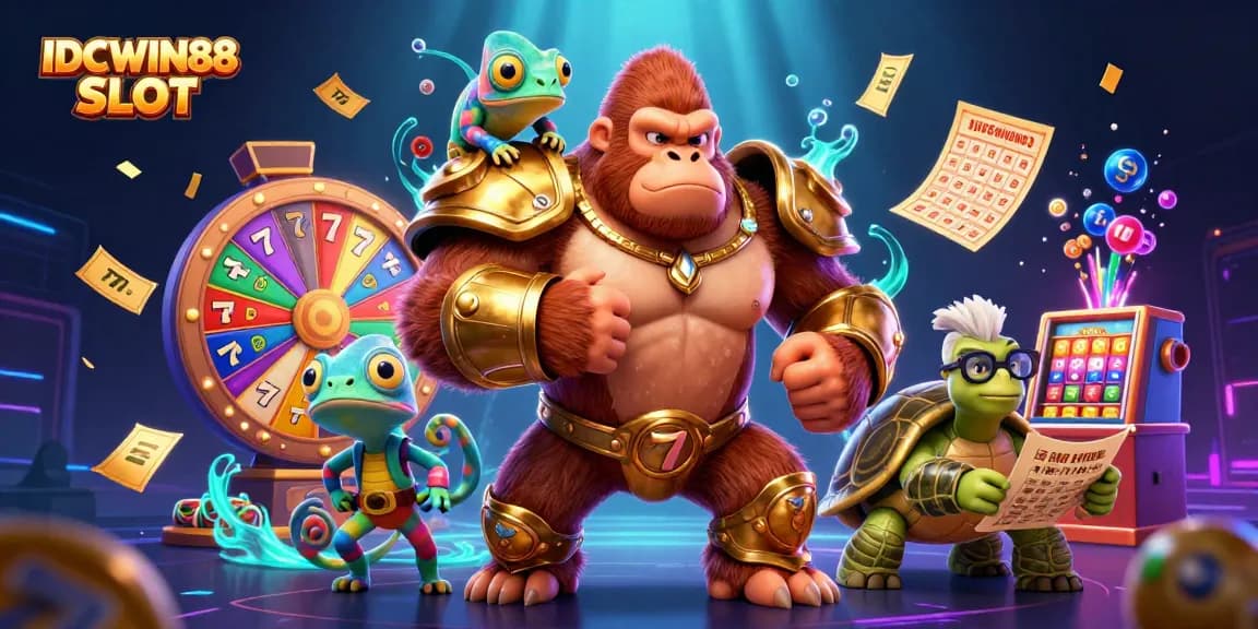 Spin to win with IDCWIN88 SLOT in a vibrant casino scene featuring dynamic gameplay elements.