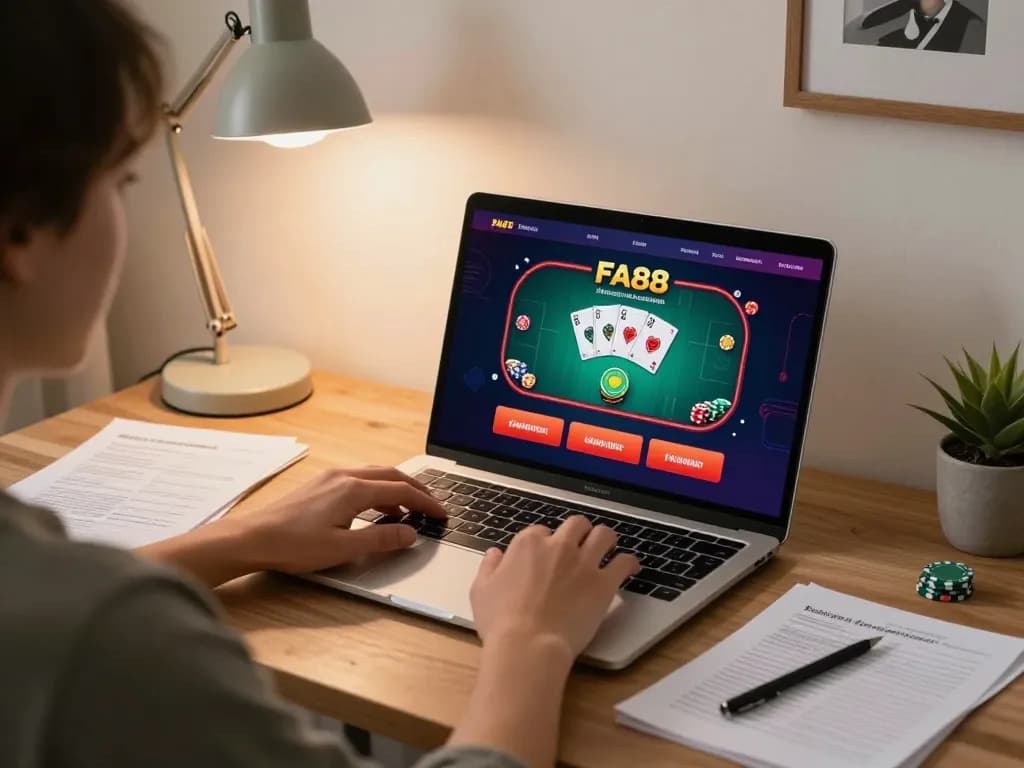 FA88 online poker platform displaying strategies and gameplay in a cozy setup.