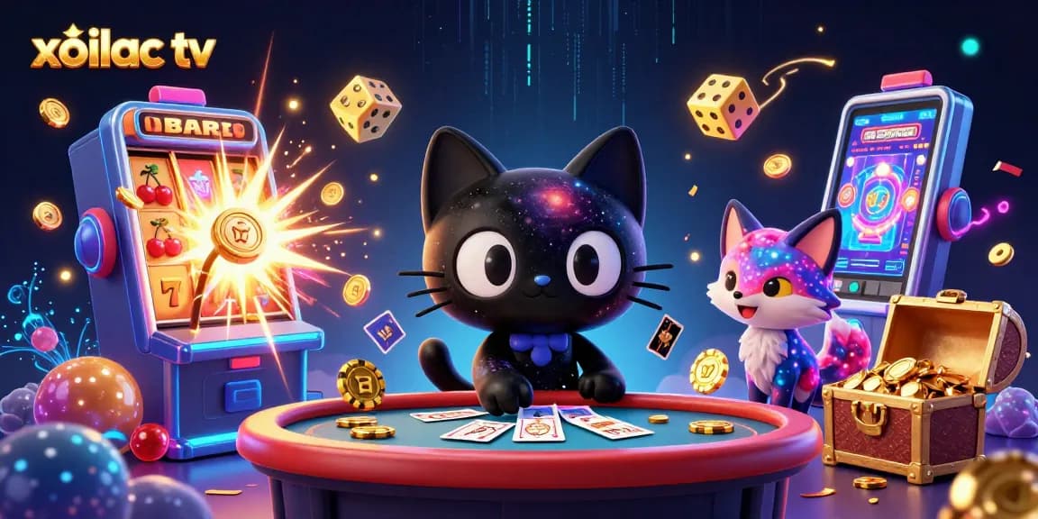 Experience the thrill of xoilac tv with vibrant cosmic casino action featuring a black hole cat.