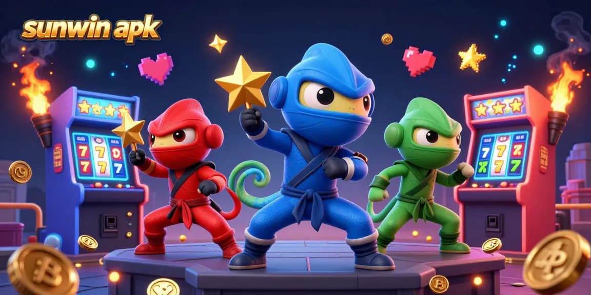 Experience the thrill of sunwin apk with dynamic ninja chameleons in a colorful casino setting.