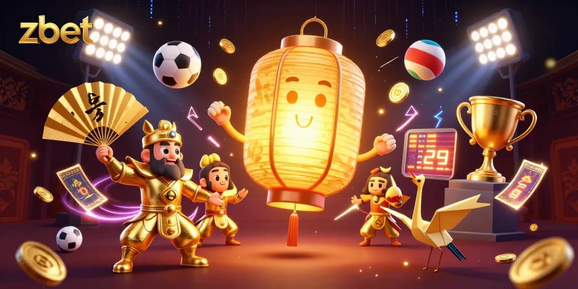Watch the zbet giant golden lantern spirit illuminate a vibrant casino atmosphere filled with sports excitement.