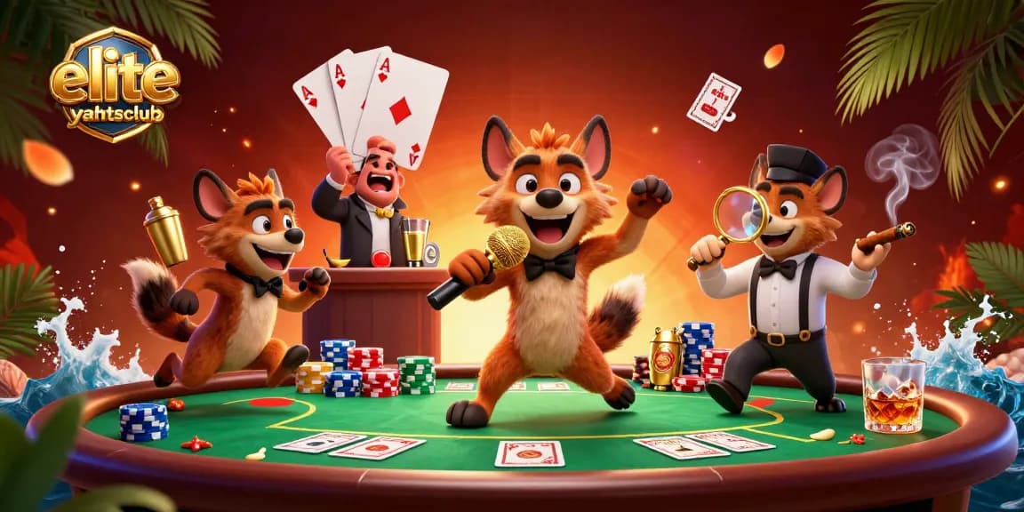 Experience casino fun with eliteyachtsclub as cartoon hyenas entertain in a vibrant comedy setting.
