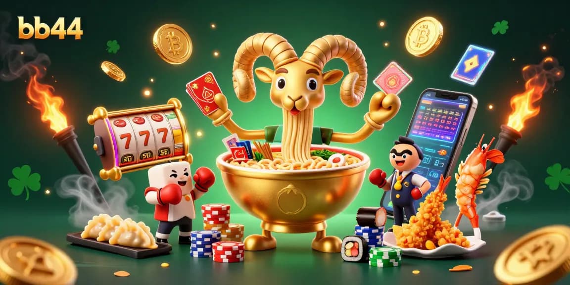 Engage in winning strategies with bb44 at a vibrant, animated casino featuring crypto elements.