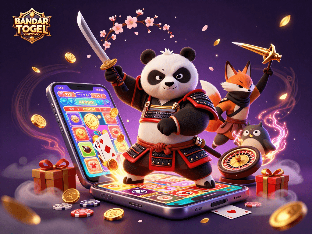 Engage with BANDAR TOGEL TERPERCAYA in this exciting 3D casino scene featuring traditional and modern gaming.