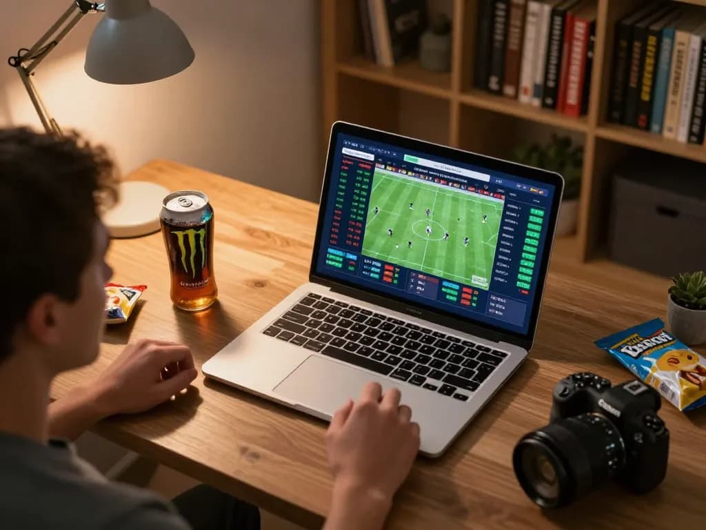 Engaging live betting analysis on Keo nha cai during an exciting football game at home workspace
