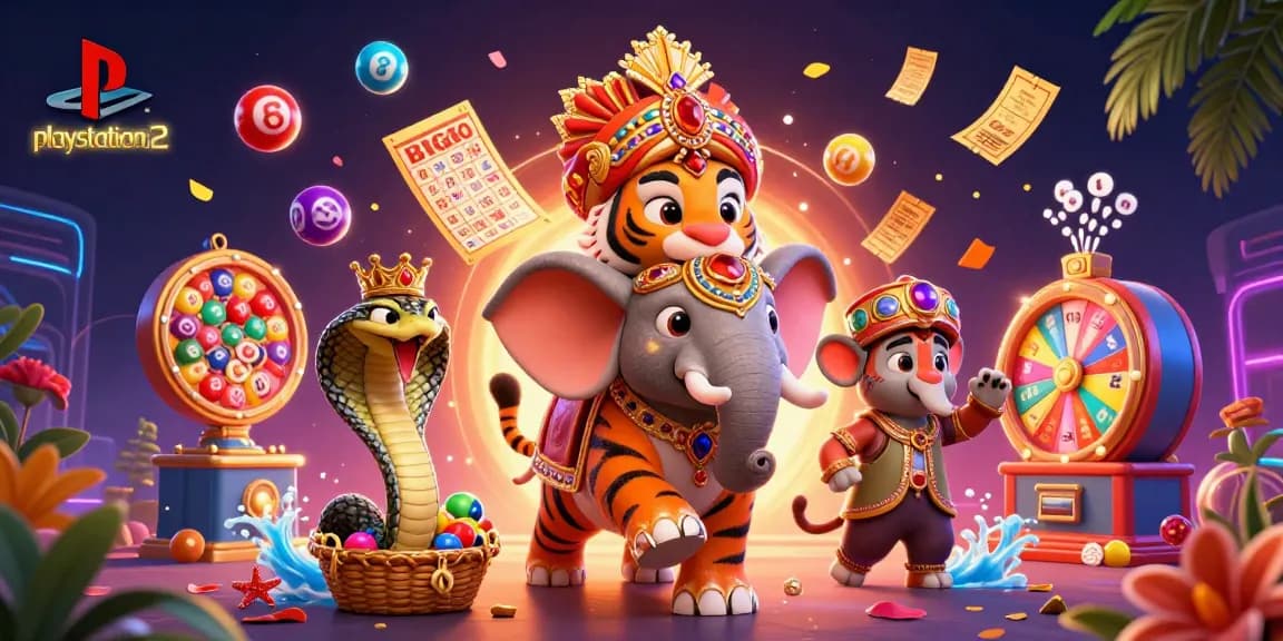 Experience vibrant lottery fun with playstation2bios in a packed 3D casino scene.