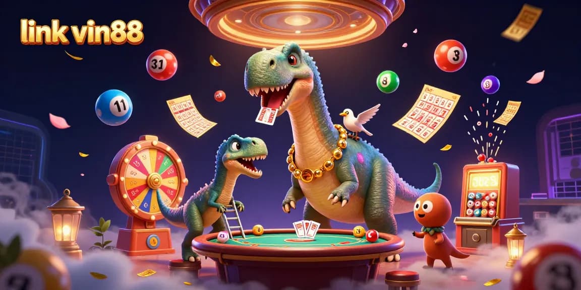 Experience thrilling gameplay at link vin88 with a lively casino scene featuring vibrant lottery elements.