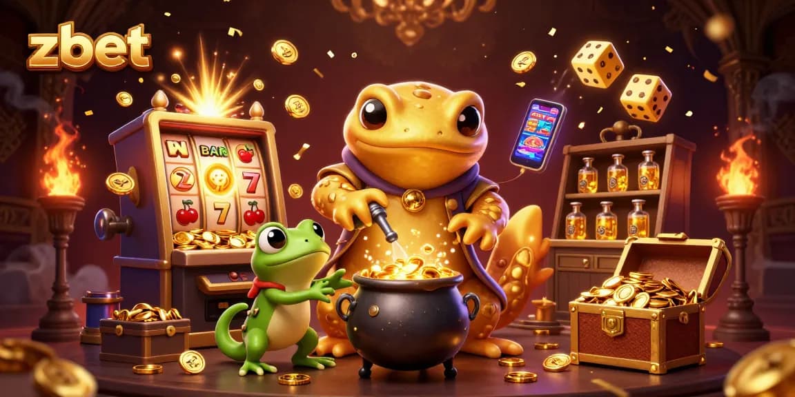 Experience zbet's vibrant casino scene with golden salamander alchemist and jackpot symbols.
