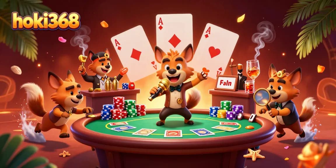 Experience thrilling action at hoki368's dynamic comedy casino scene with playful hyenas.