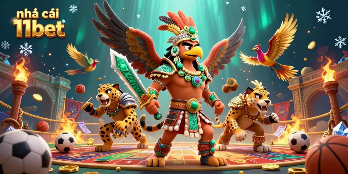 Bet with nhà cái 11bet in a vibrant sports betting arena featuring dynamic 3D characters.