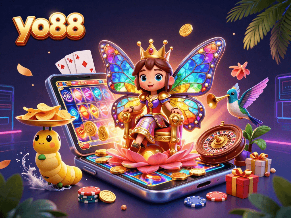 Experience thrilling gameplay at yo88 with vibrant characters and exciting casino elements.