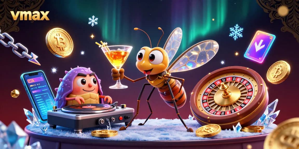 Experience thrilling vmax casino action with a vibrant 3D illustration of iconic game elements.