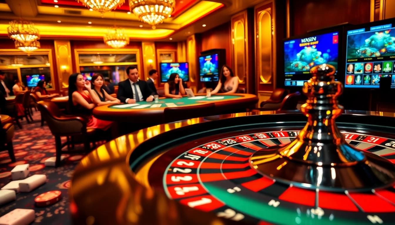 Experience thrilling gameplay at Nhà Cái SC88's vibrant casino with roulette tables and excited players.