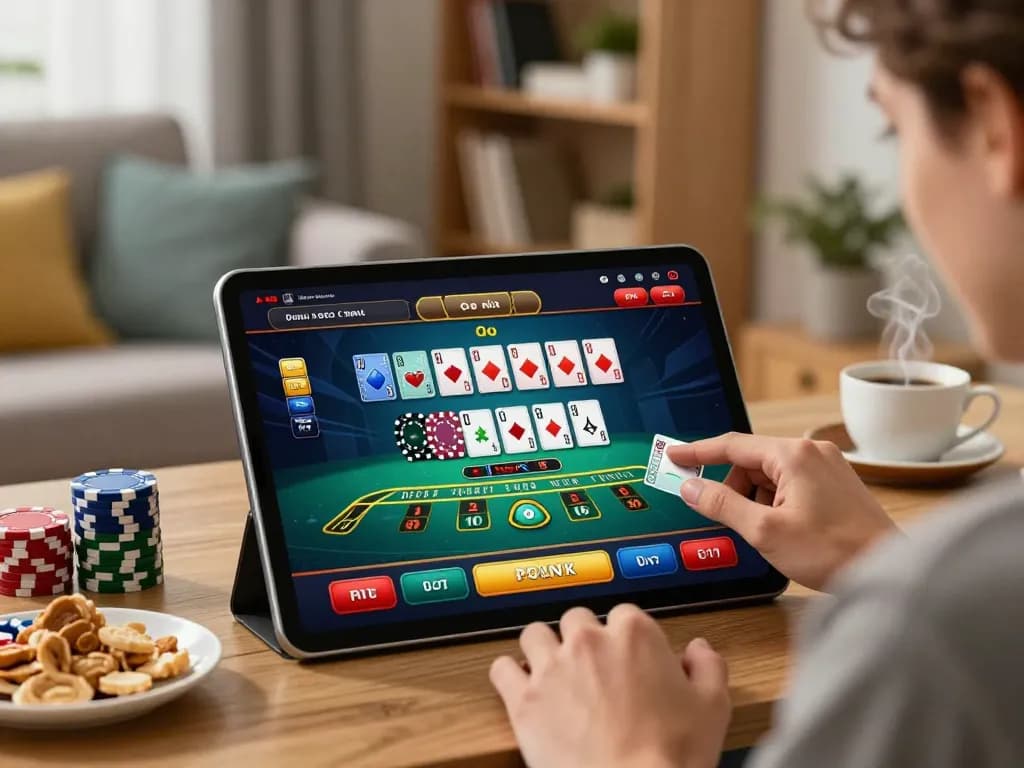 lc88pro user engaging in strategic gameplay on a tablet during an online blackjack game