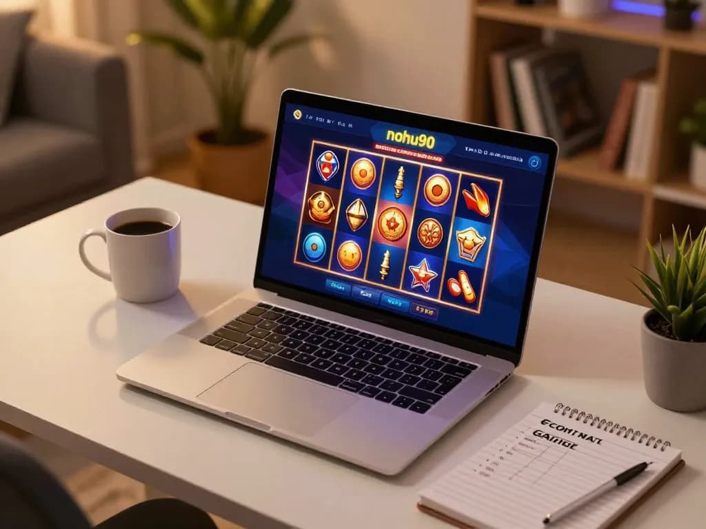 Engaging online session with nohu90 slot game on laptop, enhancing user experience.