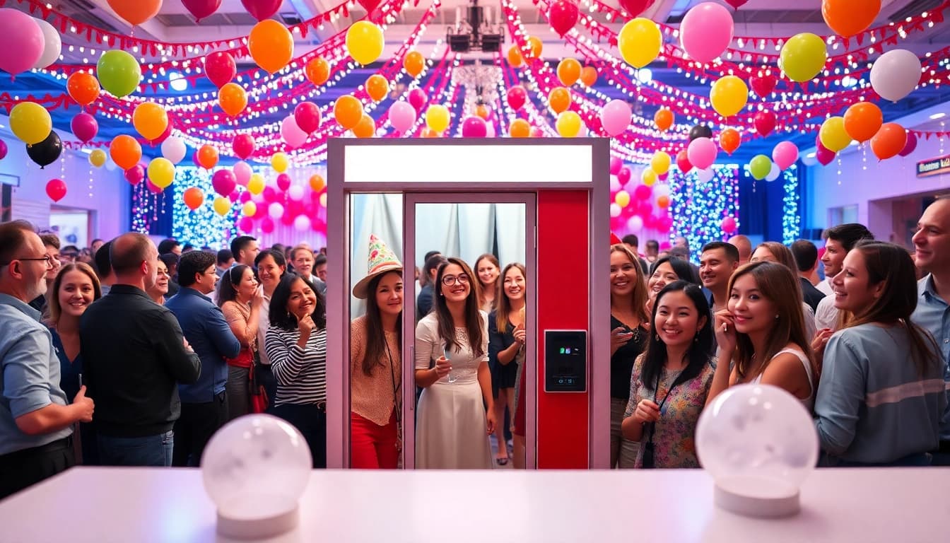 Capture joyful moments with a photo booth rental chicago, featuring fun props and festive atmosphere.