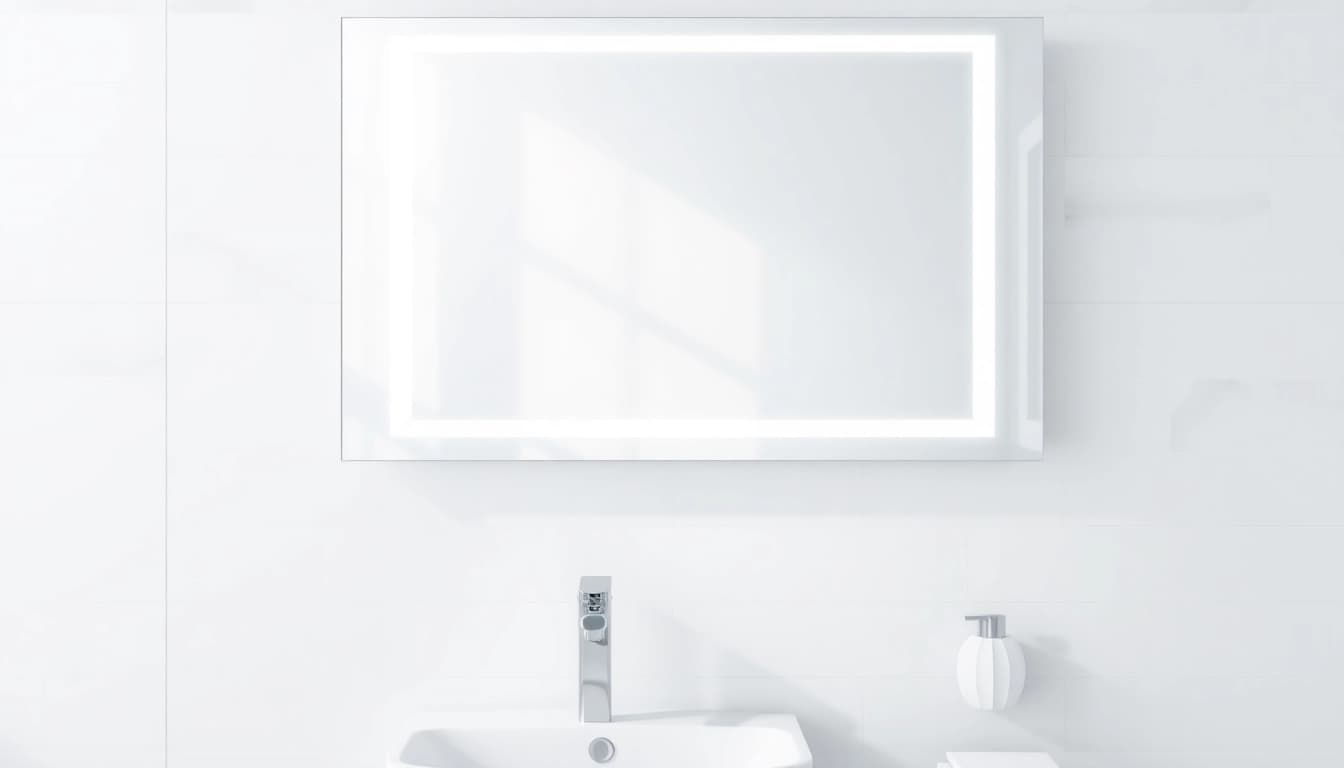 Illuminate your space with a mirror and led lights, showcasing elegance in a modern bathroom design.