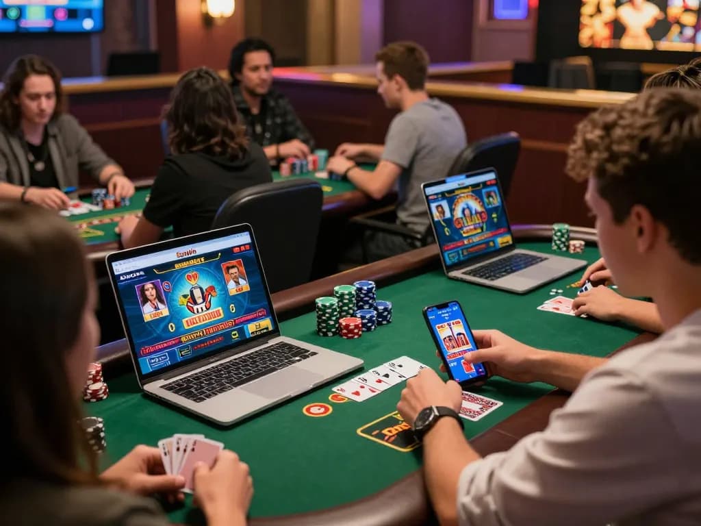 Players enjoying Sunwin online games, showcasing mobile devices and strategic gameplay.