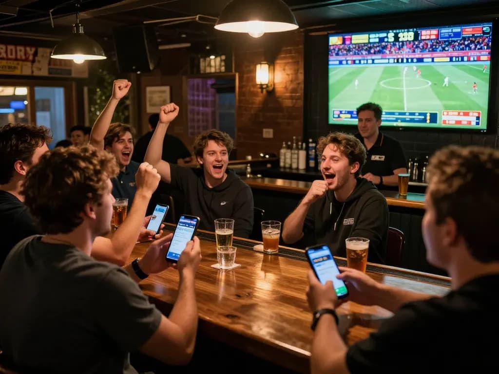 Fans engaging in sports betting with mm88 app during a thrilling game.