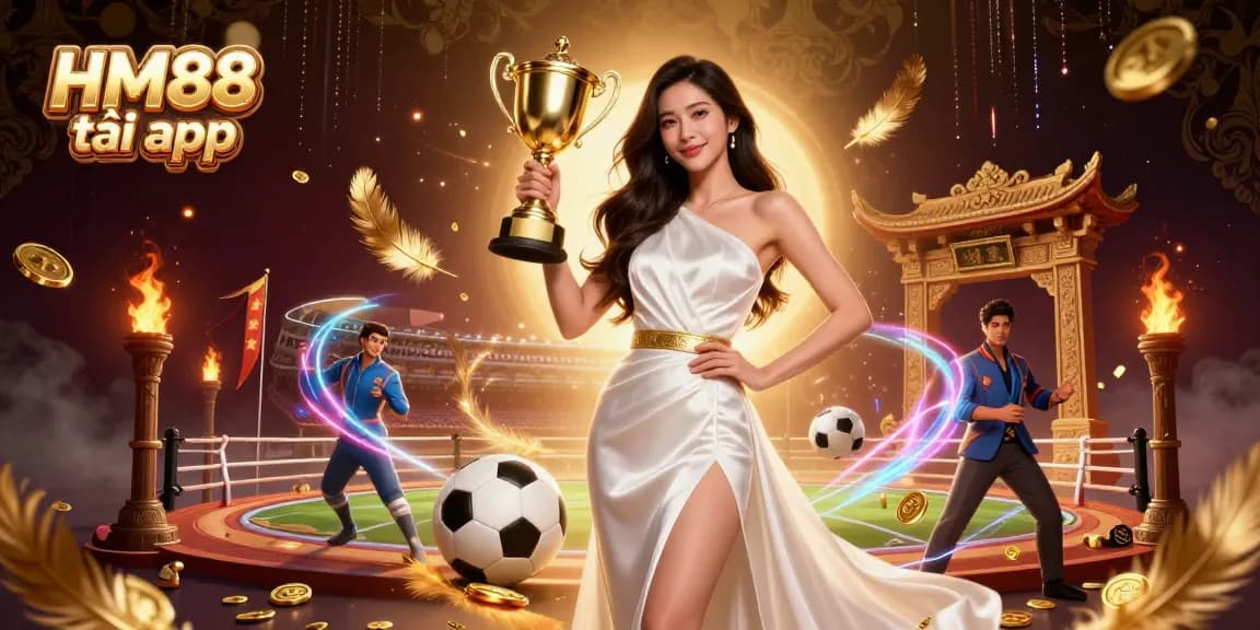 Experience the excitement of casino gaming with HM88 tải app, featuring a triumphant winner celebrating sports betting.