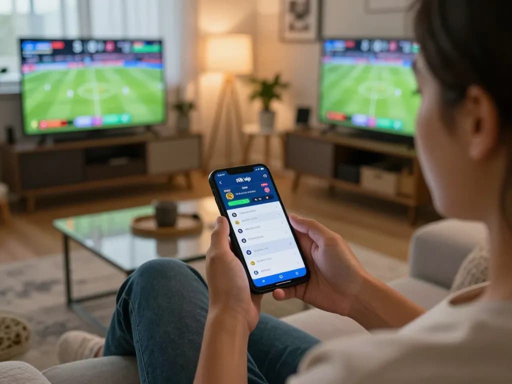 Engaged user placing bets on rik vip sports app during live match.