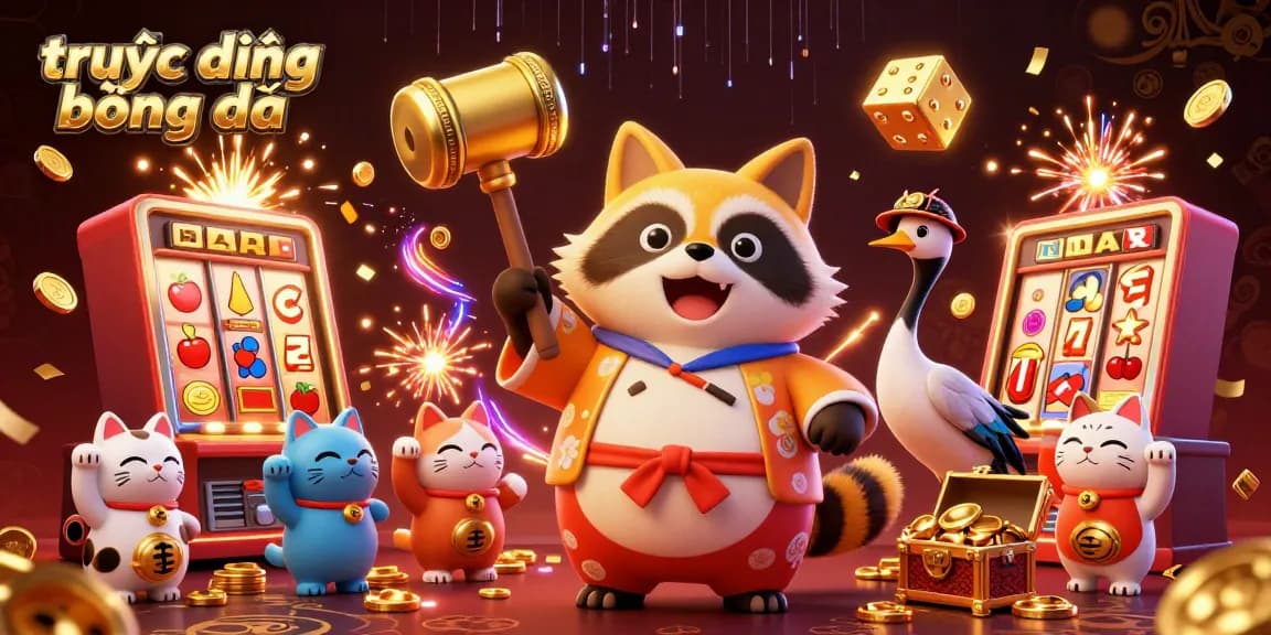 Experience trực tiếp bóng đá with dynamic characters and explosive casino elements in a casino-themed illustration.